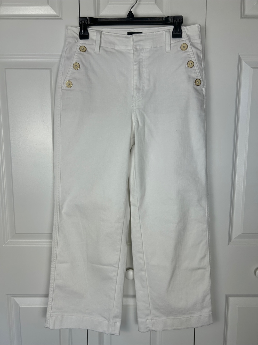 Talbots White Wide-Leg Sailor-Button Jeans Size 10P